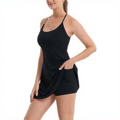 Women’s Athletic Mini Dress With Built-In Shorts