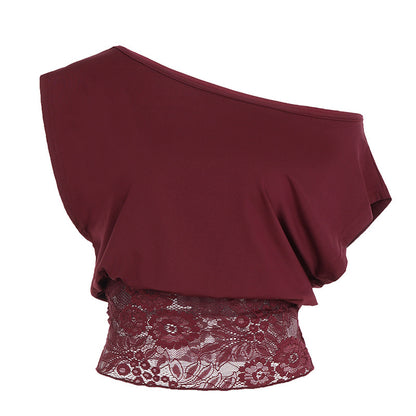 Off-Shoulder Lace Waist-Cinching Crop Top