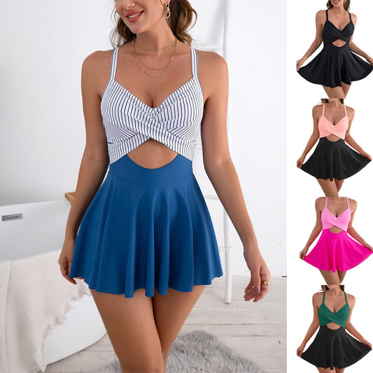Women’s Cross-Back One-Piece Swimsuit With Padding