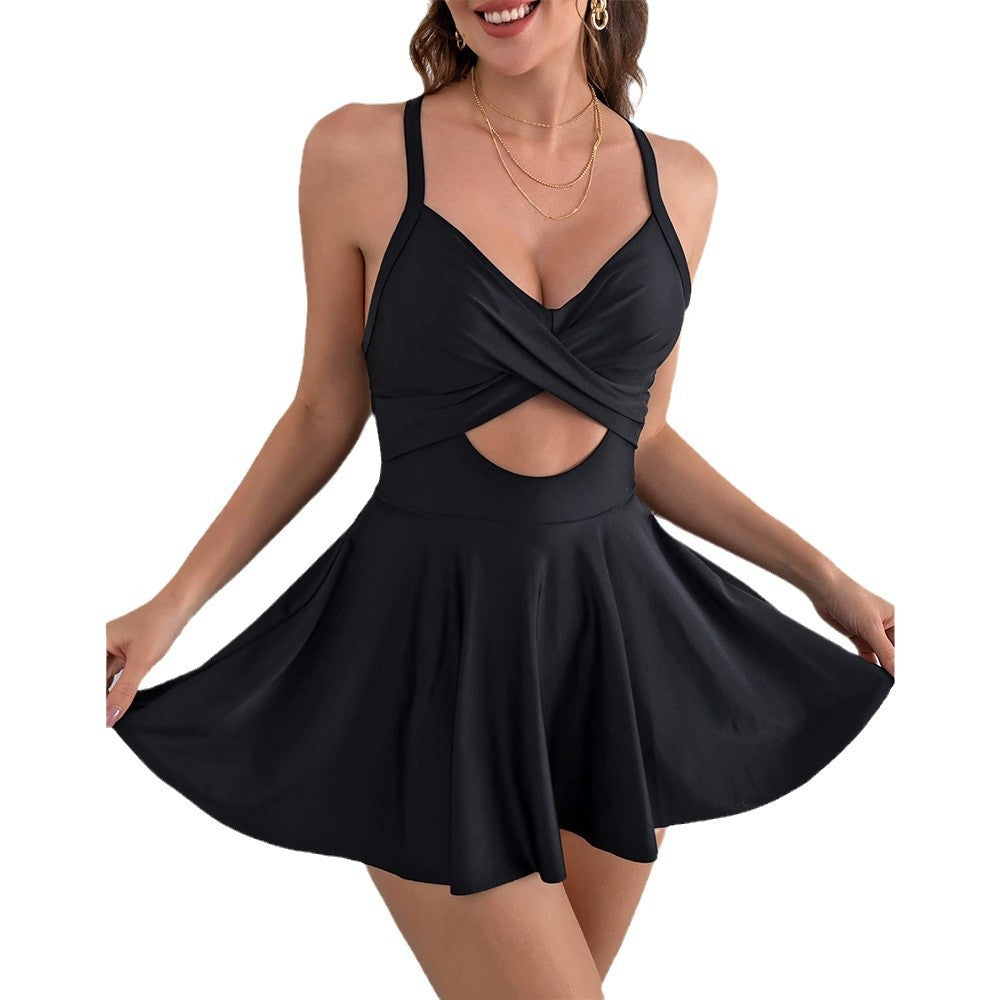 Women’s Cross-Back One-Piece Swimsuit With Padding